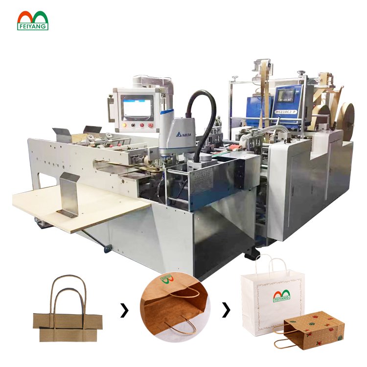 FY-88 Paper Bag Production Line Twisted Handle Inserting Machine Automatic Paper Bag Handle Pasting Machine for Sale